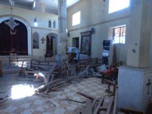 A vandalized Church in Saddad, Syria