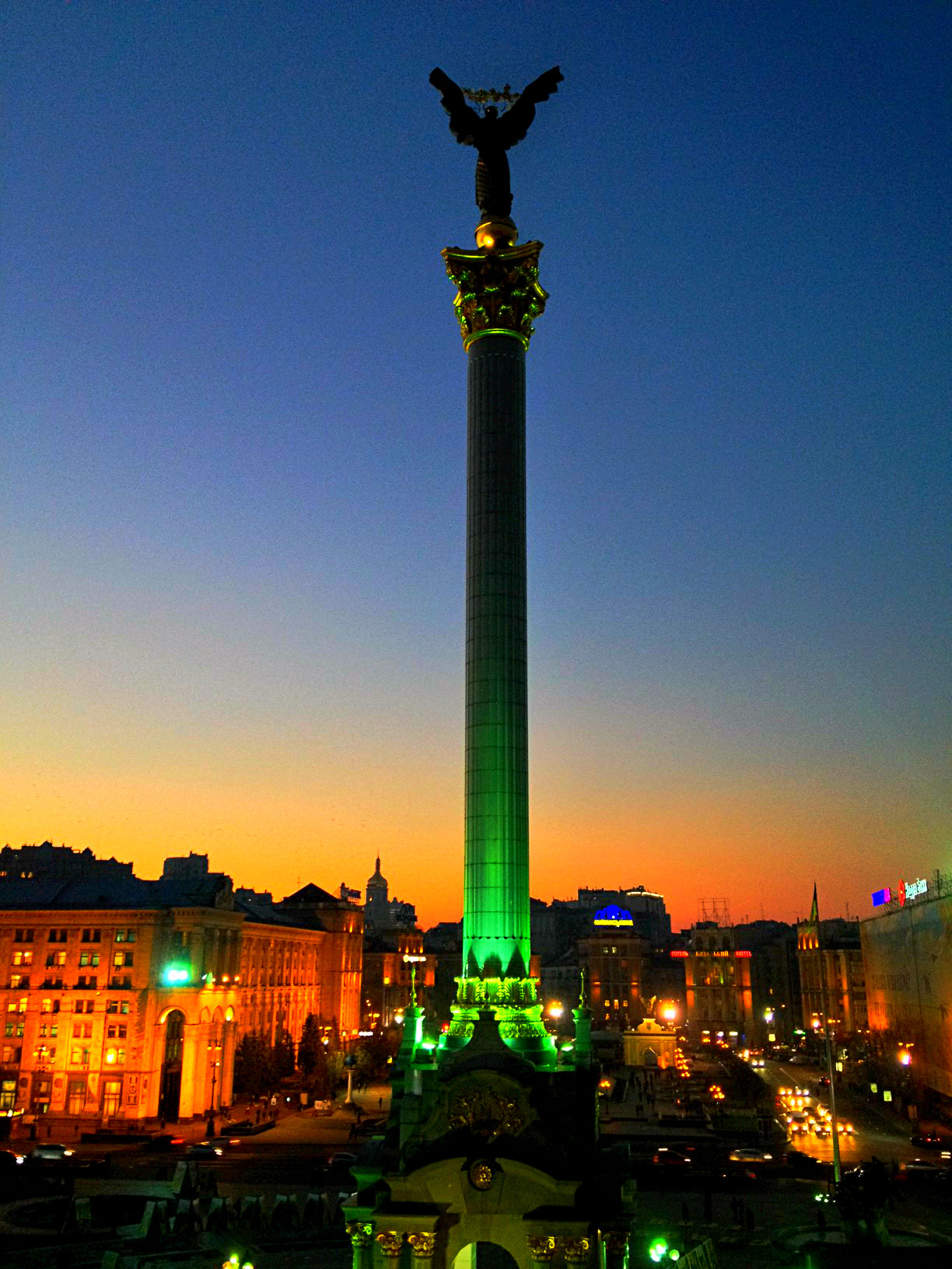 Centre of Maidan Square - Independency Column topped with a statue of Archangel Mikhail