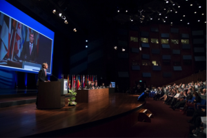 © NATO. November 2014: The Secretary General Jens Stoltenberg at the Parliamentary Assembly in The Hague.