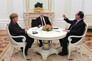 Merkel, Putin and Hollande in negotiations