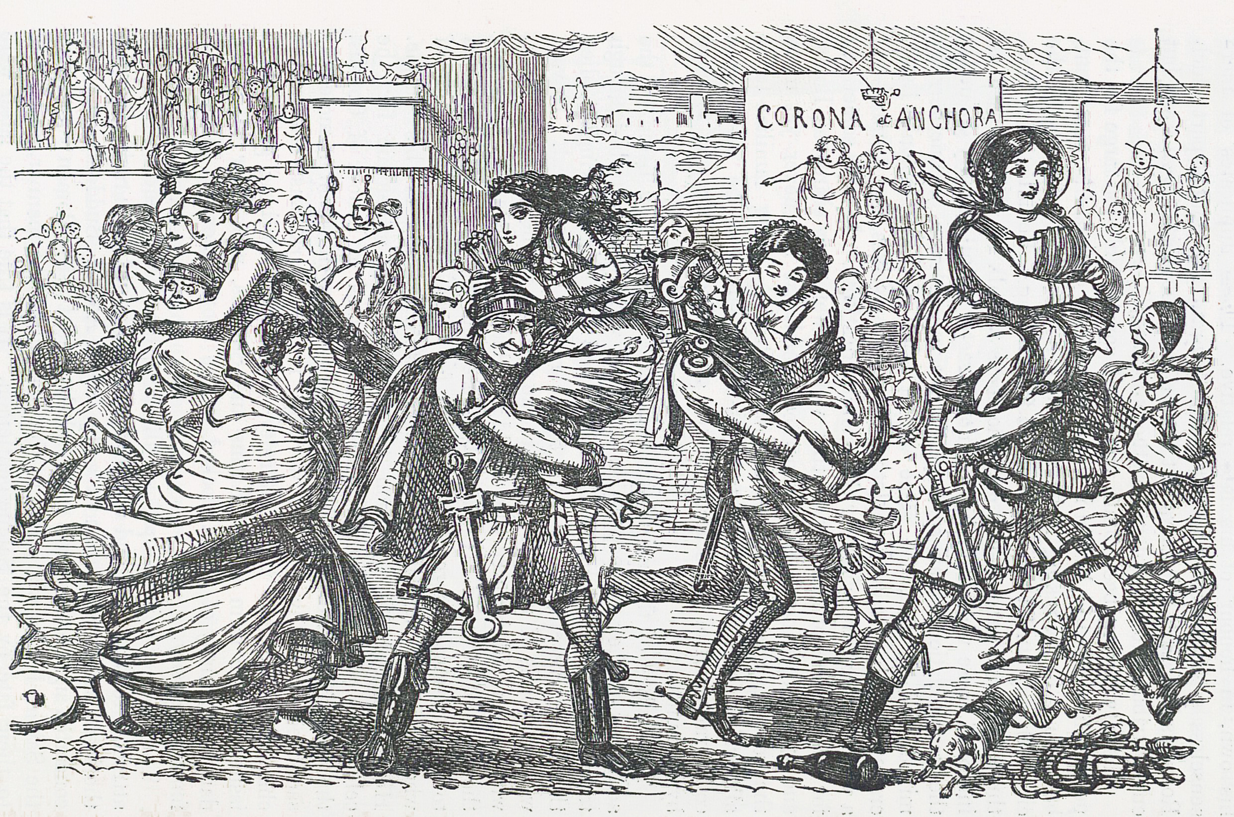 Comic_History_of_Rome_p_010_The_Romans_walking_off_with_the_Sabine_Women